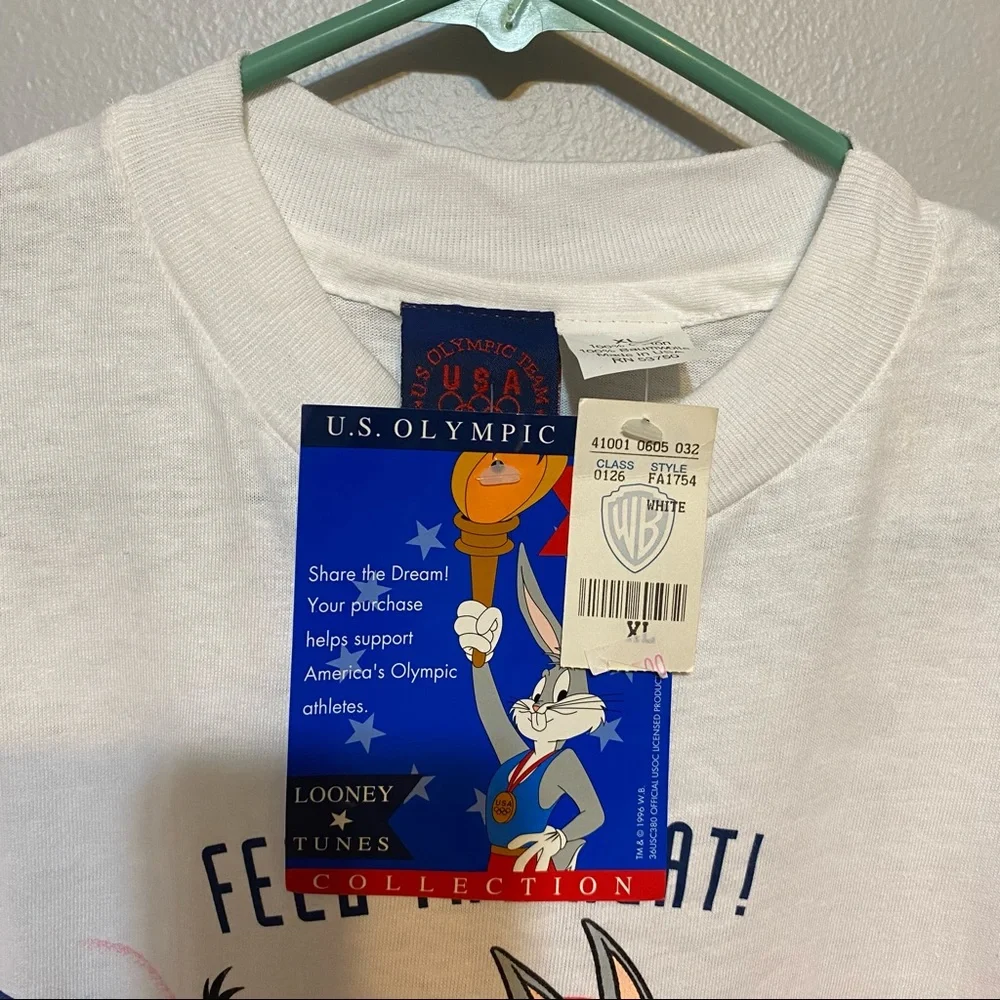 Vintage 90s Warner Bros Olympics USA Looney Tunes T-Shirt NWT XL - Picture 6 of 6